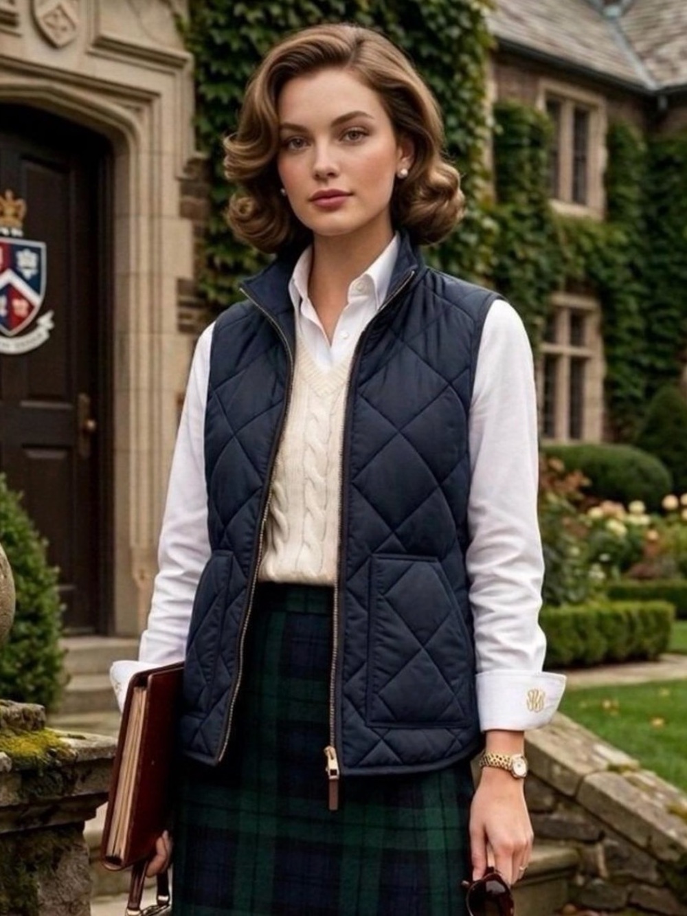 JCrew Quilted Sleeveless Down Vest - Navy Blue Small